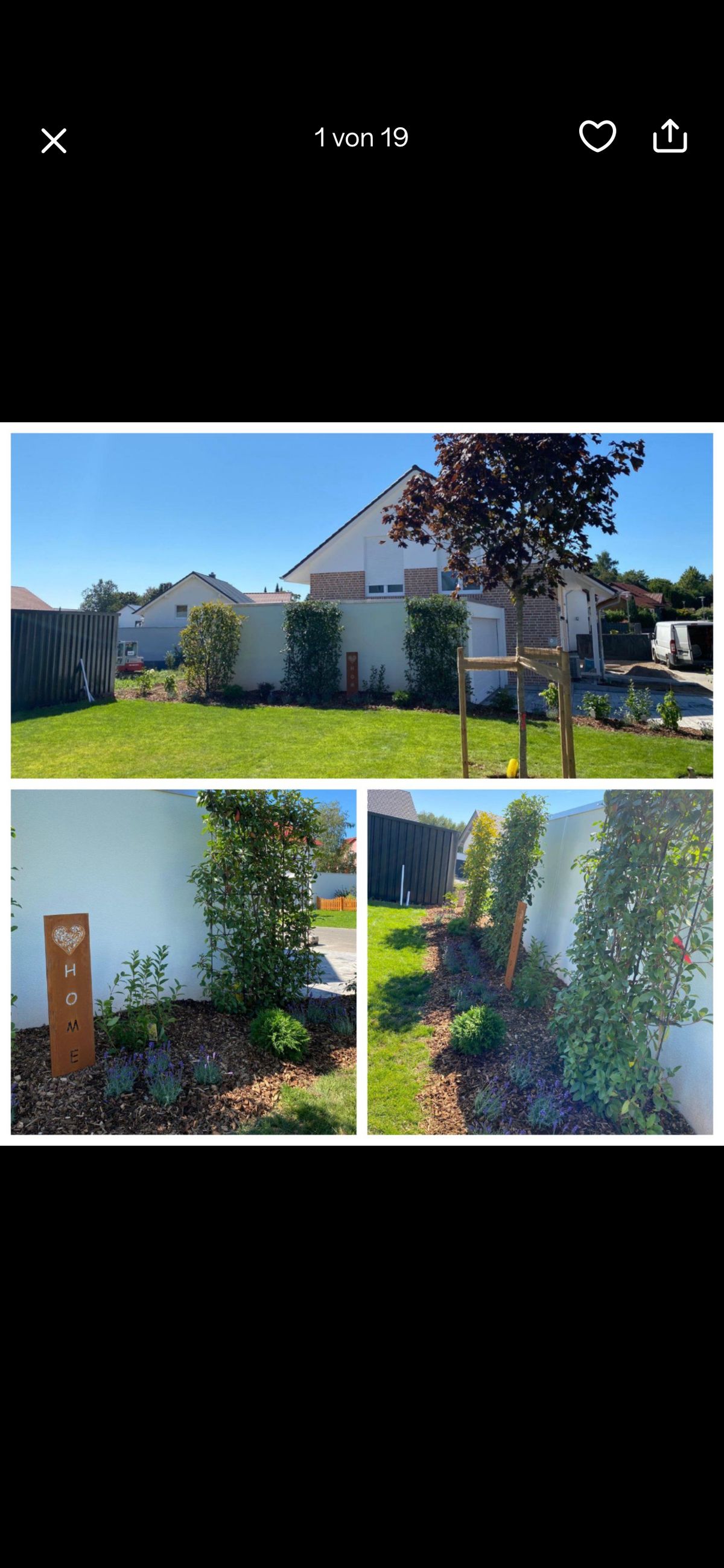 Fertiggestellter Garten mit Beeten